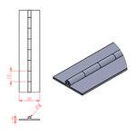 JSPC02 Bisagra continua - 25mm abierto x 2mm pin x 1.2mm espesor (1820mm seccion)