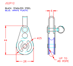 JS2P12 Polea simple con grillete